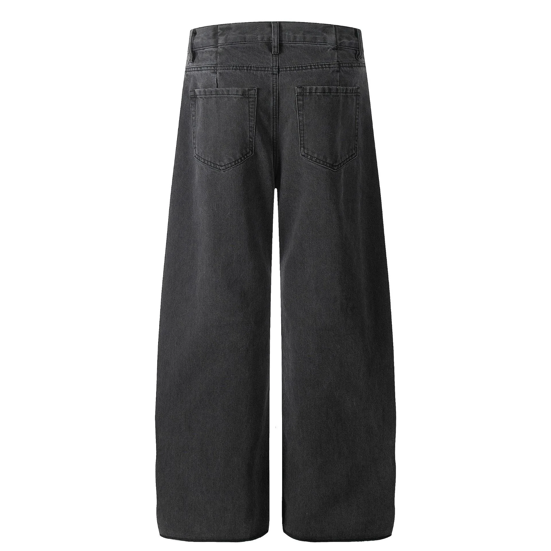 G6661 2025n retro 2025 men's and women's high-end washed black design men's loose scimitar jeans - Deanwangkt