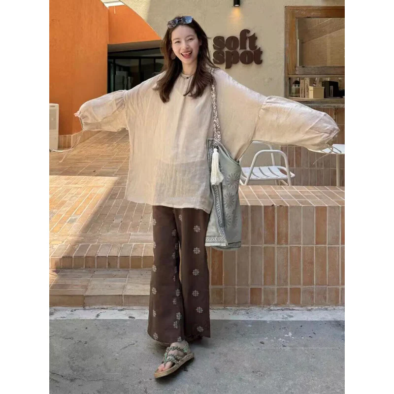 Write a lazy and relaxed thin loose sunscreen blouse top  summer new fat MM thin shirt - Deanwangkt