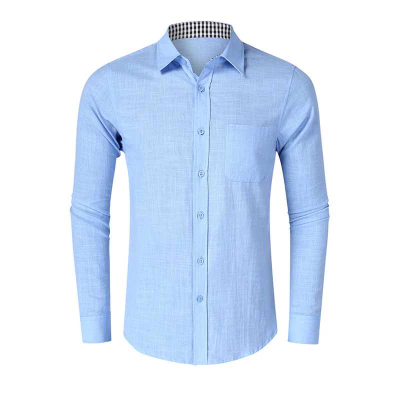 DEANWANGKT 2025 men's linen shirt men's autumn and winter long-sleeved shirt Popular trade large size men's jacket shirt wholesale - Deanwangkt