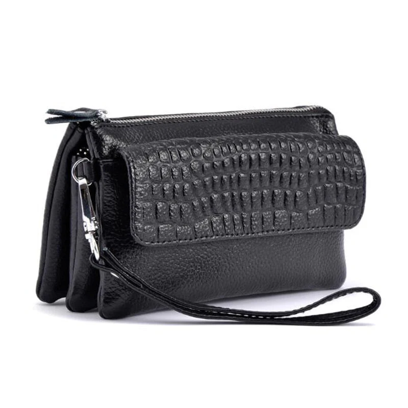 deanwangkt - Genuine Leather Clutch Women Long Wallets Women Money Purse Large Capacity Clutch Coin Purse Ladies Wallet Phone Purse Cartera - Deanwangkt