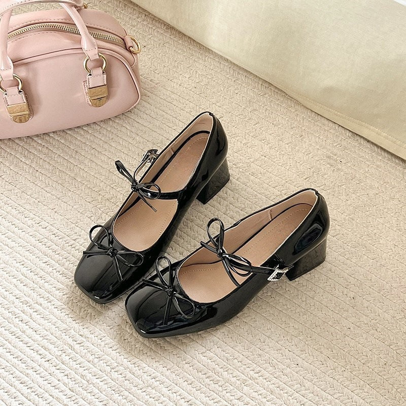 2025  thick high heel light mouth single shoes female popular spring and autumn new retro fairy style with skirt Mary Jane small leather shoes - Deanwangkt