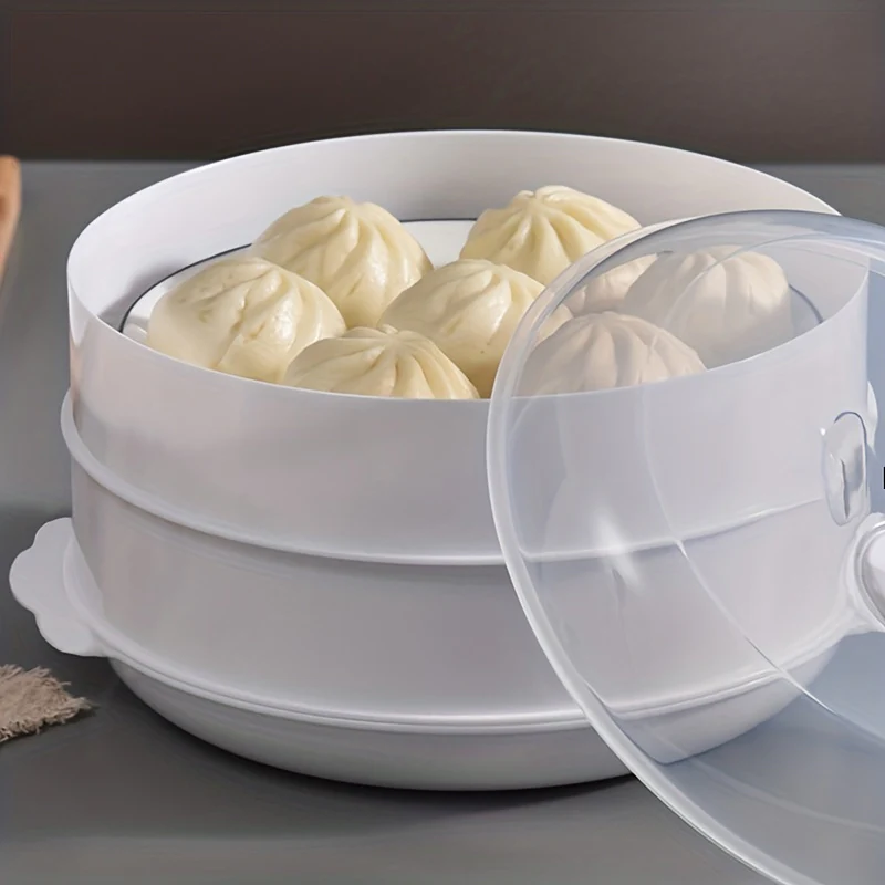 1 Set BPA-Free Multi-layer Microwave Steamer - Fast Heating, Splash-Proof, Steamed Rice Ready - Stackable Design for Mantou, Buns, Dumplings, Healthy Cooking & Easy Clean - Deanwangkt