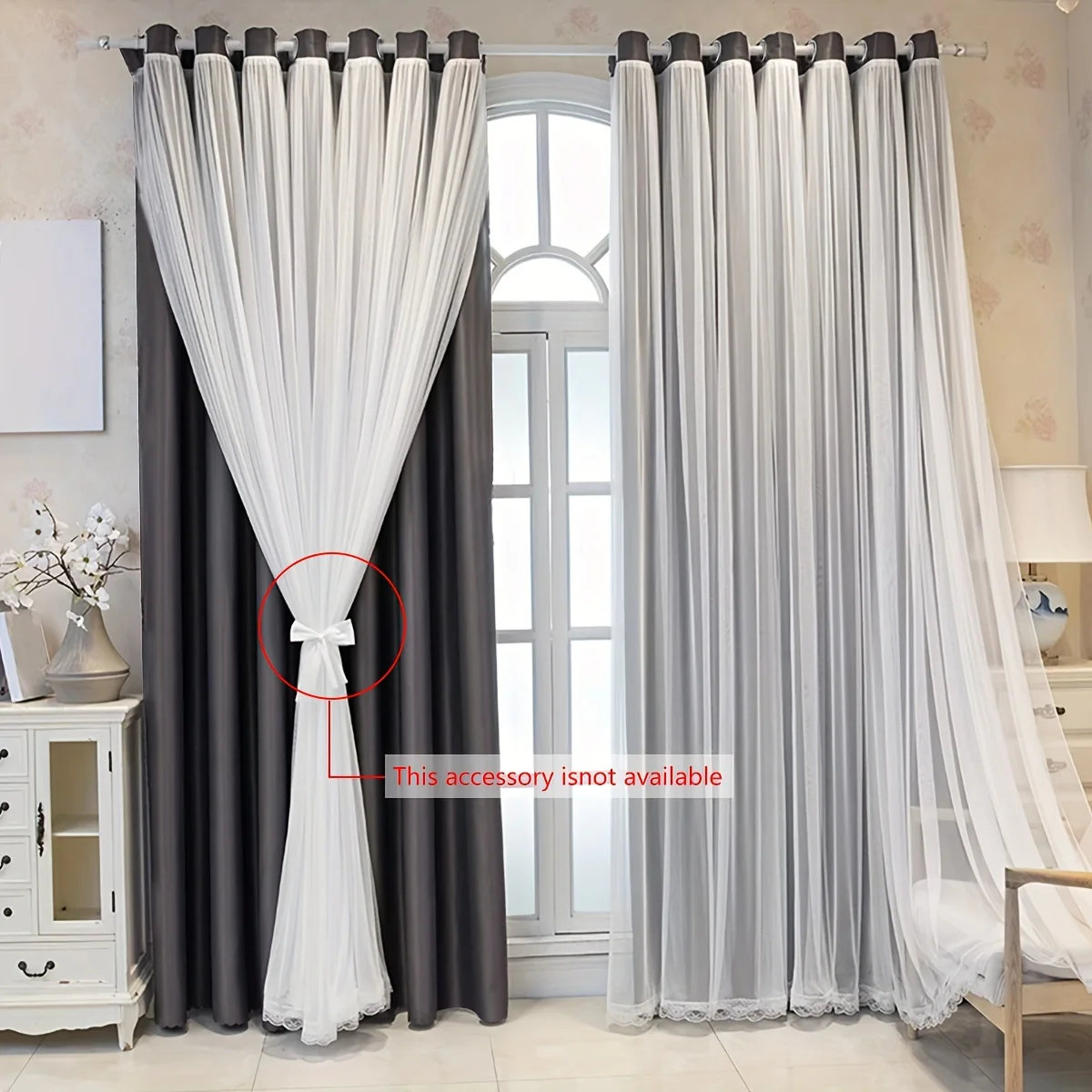 1panel One-layer Cloth One-layer Yarn Blackout Curtains, Modern Simple Style Decorative Curtains, Suitable For Living Room Bedroom Balcony Floating Window Partition Noise Reduction Romantic Curtains Home Decor - Deanwangkt