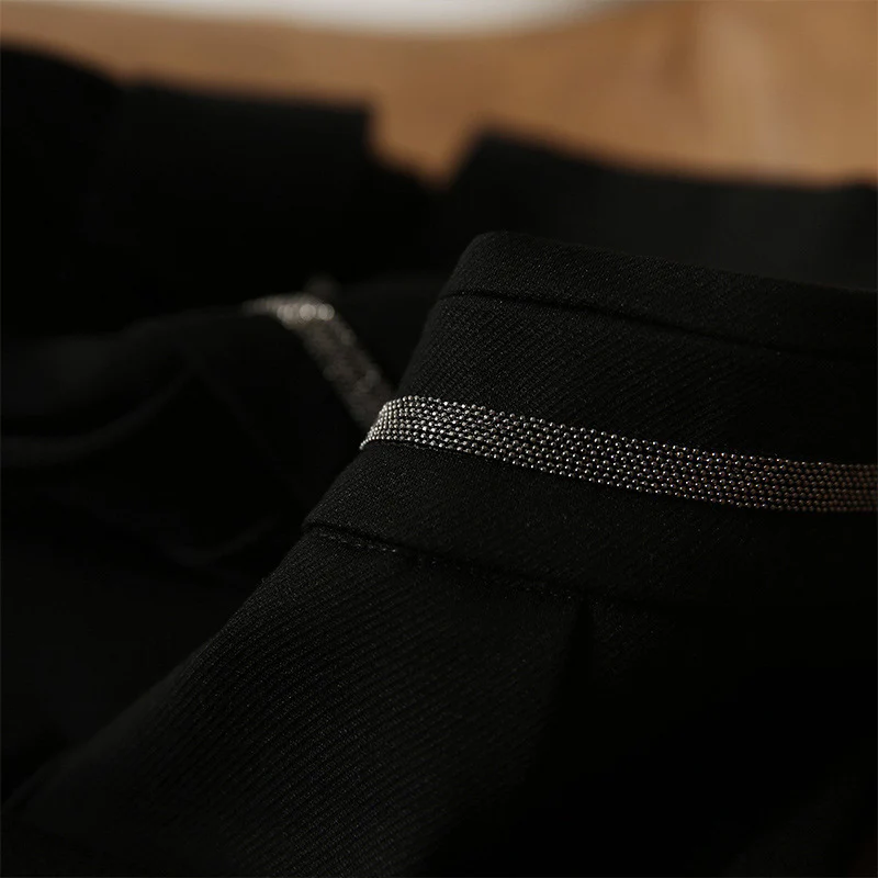 2025 Skinny micro-flared pants nine-point pants, black casual pants  spring and autumn new women's clothing, elastic waist long pants - Deanwangkt