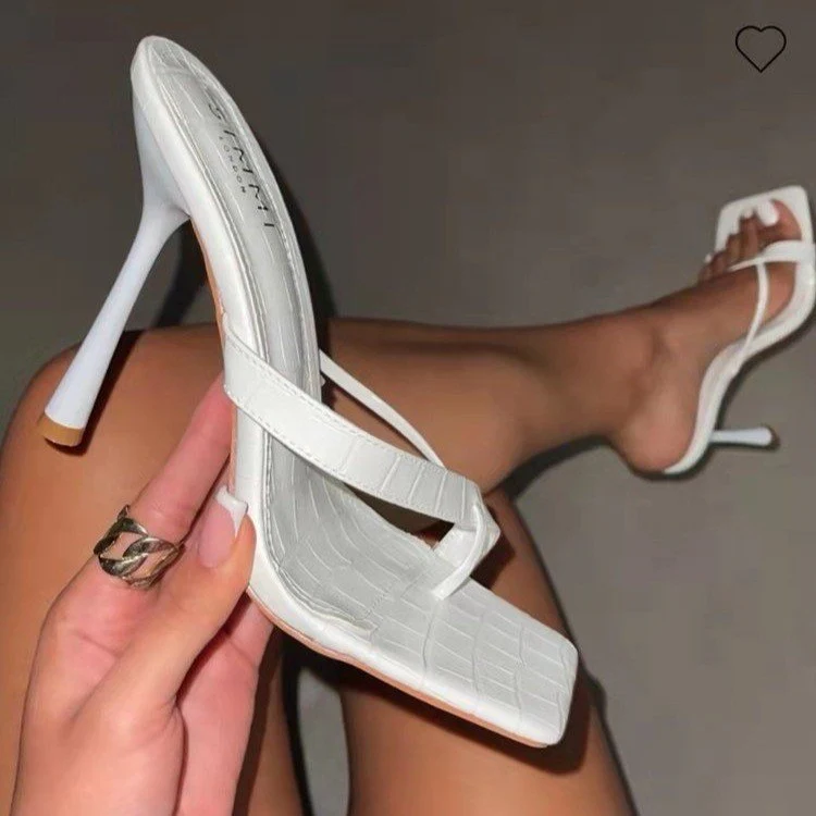 DEANWANGKT  New Foreign Trade Cross-Border plus Size Women's Shoes Southeast Asia Shopee Lazada  Flip-Toe Stiletto Heel - Deanwangkt