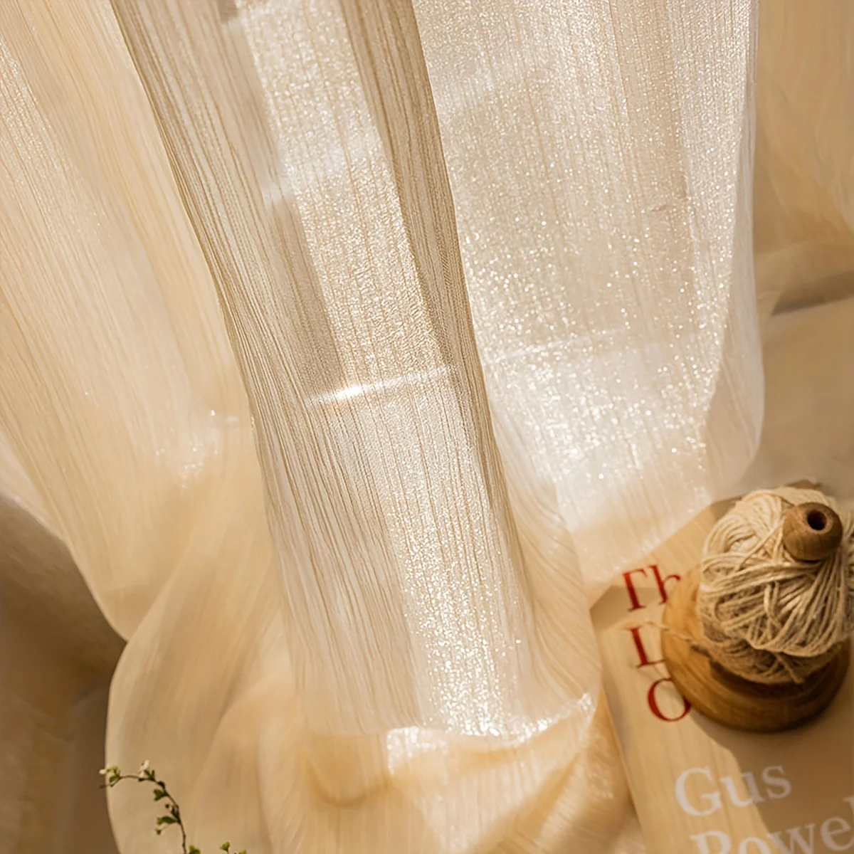 1-Panel Solid Color French Sheer Curtain - Elegant Rod Pocket Design, Light-Filtering, Balcony and Living Room Ready - Easy Installation, Bedroom and Floating Window Decoration Ideal - Deanwangkt