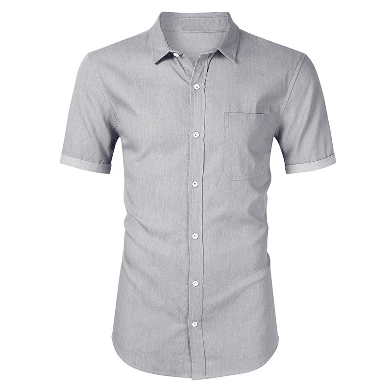 DEANWANGKT 2025 Hot Trade Men's Short Sleeve Shirt Men's Casual,  Men's Summer Denim Non-ironing Shirt Business - Deanwangkt