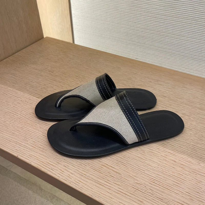 DEANWANGKT  In Stock Sheepskin Version ~ Korean Style Minority Simple Genuine Leather Flip-Flops Women's Summer Flat Fashion Outerwear Flip-Flops 2025 - Deanwangkt