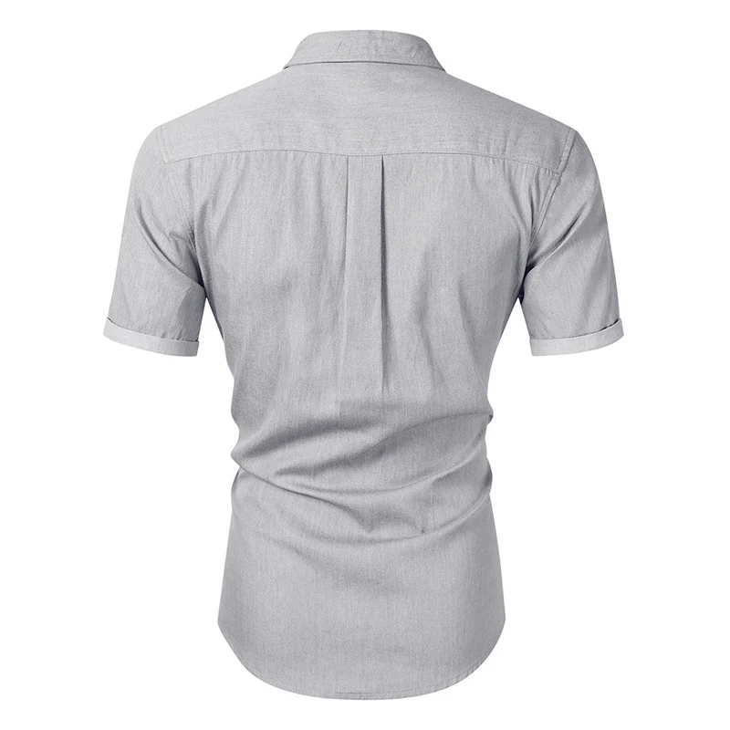 DEANWANGKT 2025 Hot Trade Men's Short Sleeve Shirt Men's Casual,  Men's Summer Denim Non-ironing Shirt Business - Deanwangkt