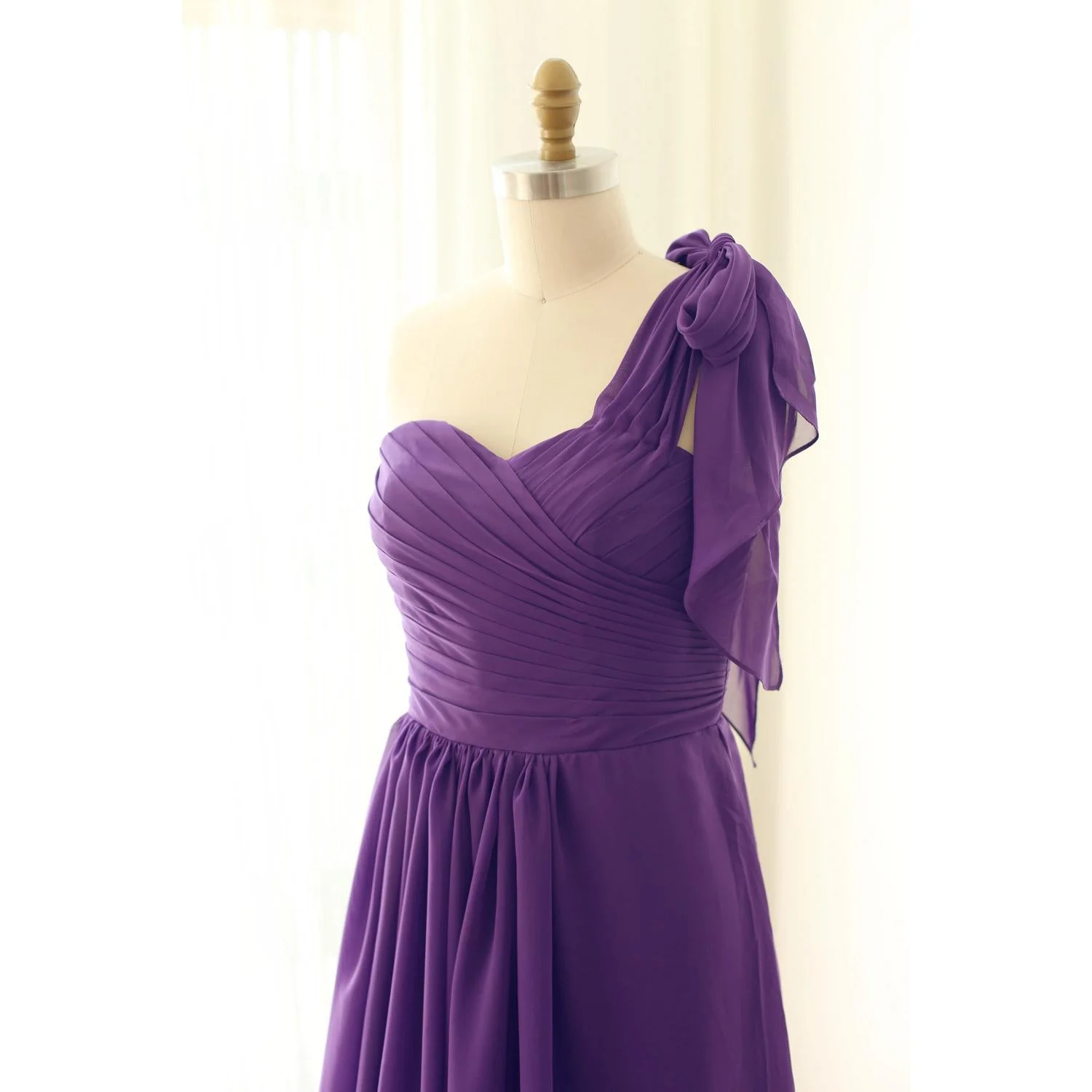 Solvbao Simple Purple Chiffon Sweetheart Floor Length Bridesmaid Dress, Simple Bridesmaid Dress - Deanwangkt