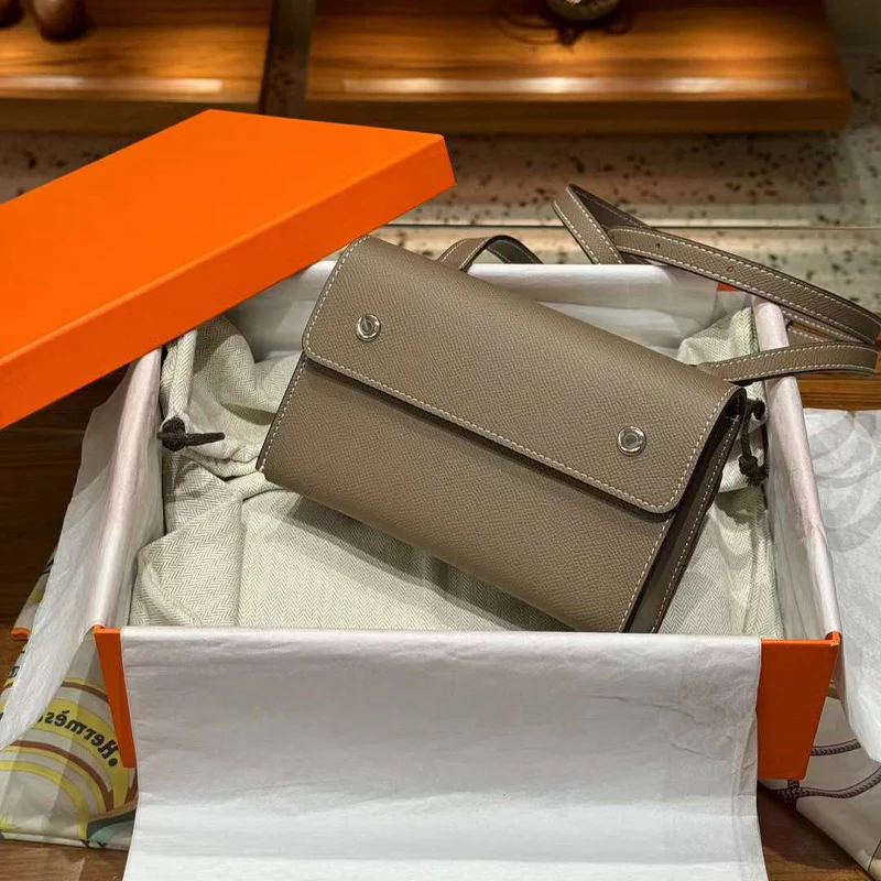 New Arrival Mid-Ancient Crossbody Bag Snapwallet18cm Small Square Bag Palm Print Genuine Leather One Shoulder Phone Bag - Deanwangkt