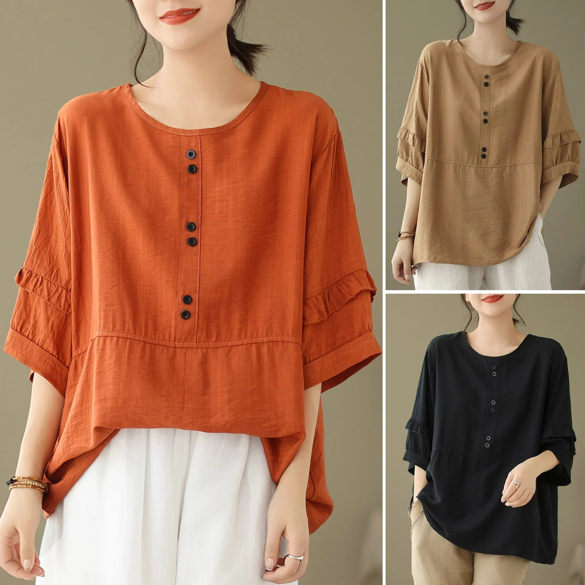 DEANWAQNGKT  Cross-Border New Arrival Foreign Trade Aunt Women's Clothing  EBay  Hot Sale Southeast Asia T-shirt Top - Deanwangkt