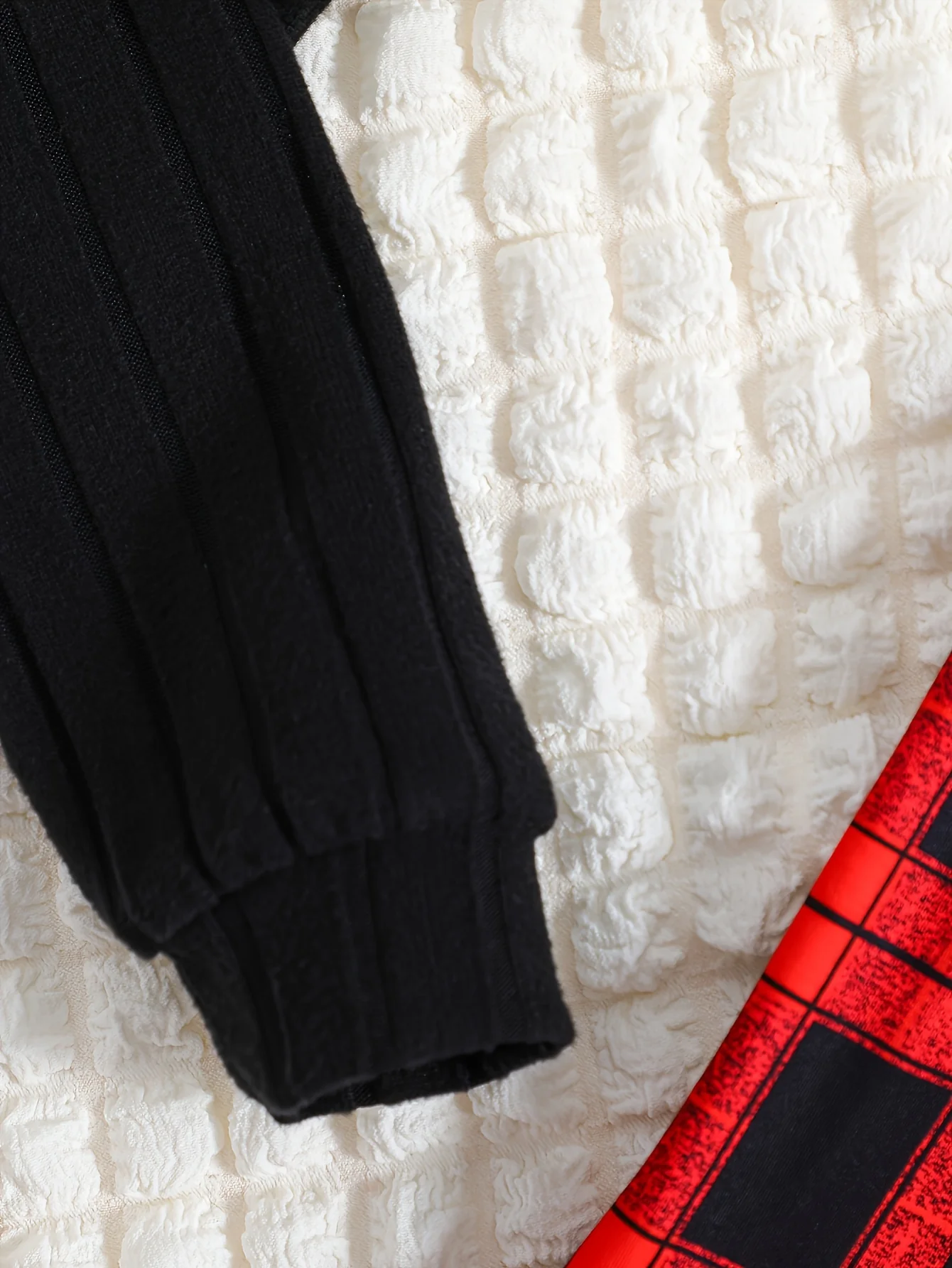 2pcs Elegant Ribbed Long Sleeve Cropped Top + Plaid Cami Dress Set Spring Fall Christmas Gift, girl's outdoor activities - Deanwangkt