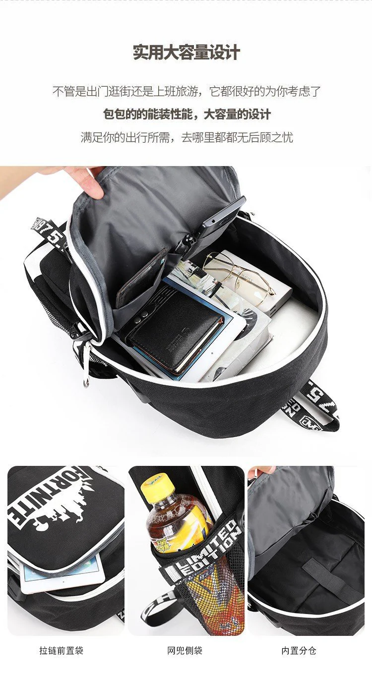 deanwangkt Cross-Border  New USB Backpack College and Middle School Student Backpack Student Schoolbag - Deanwangkt