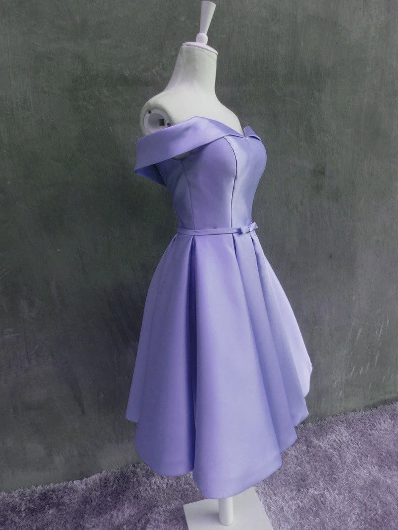 Solvbao Beautiful Light Purple Short Satin Party Dress , Purple Homecoming Dress - Deanwangkt