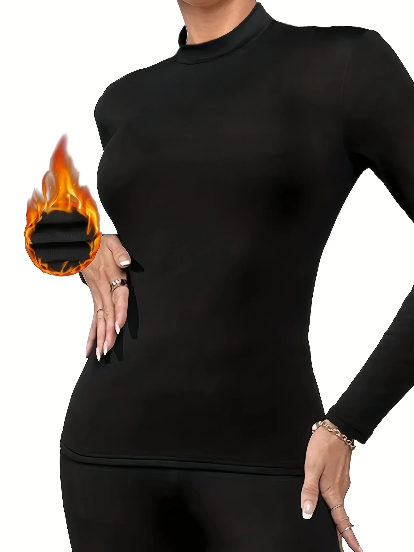 Warmest Seamless Long Sleeve Mock Neck Slim Fit Thermal Top - Women's Thermal Underwear for Fall & Winter - Soft, Breathable, Moisture-Wicking Lingerie & Sleepwear for Cold Weather - Deanwangkt