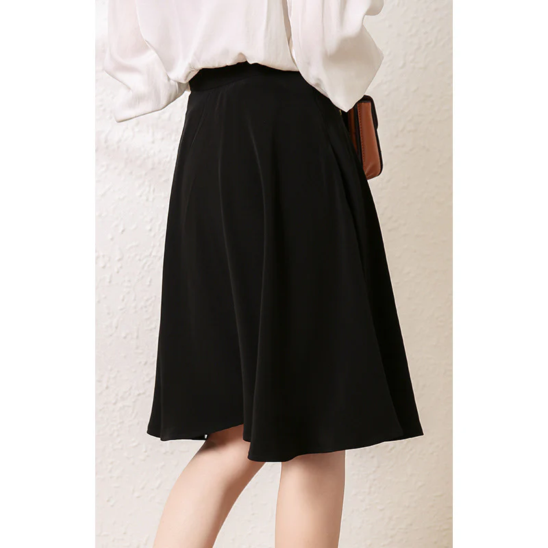2025 Acetate skirt spring a word, comfort big swing skirt women's clothing  spring new high waist umbrella skirt medium and long skirt - Deanwangkt