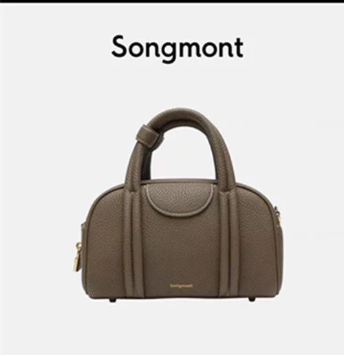 Song Songmont Mountain with Pine Bowling Medium and Small Size Series First Layer Cowhide Portable Crossbody Boston Bag - Deanwangkt