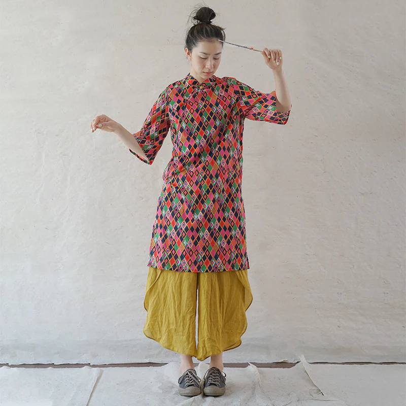 and improved cheongsam Chinese diagonal placket retro Hong Kong style fashionable dress, national style high printing fork cheongsam L21162 - Deanwangkt