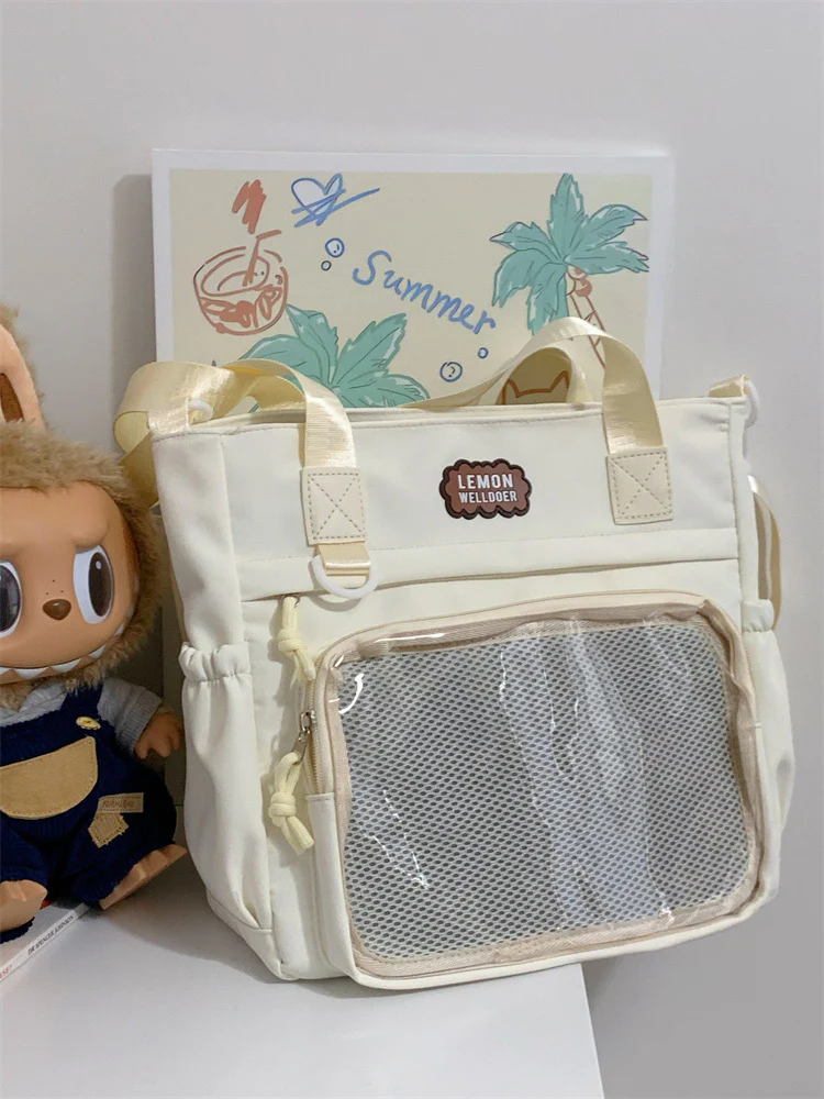 DEANWANGKT 2025 Japanese versatile high-value shoulder messenger bag ins college style soft girl bag student make-up bag pain bag - Deanwangkt