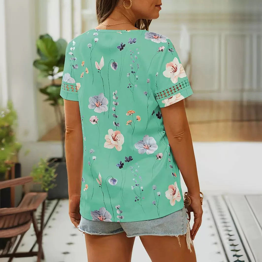 DEANWAQNGKT  Cross Border   Temu Best Selling Women's Clothes Digital Printed T-shirt Top - Deanwangkt
