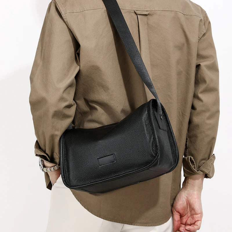 deanwangkt  New Men's Leather Shoulder Bag First Layer Cowhide Messenger Bag Business Casual Small Crossbody Bag Large Capacity Soft Cowhide Back - Deanwangkt