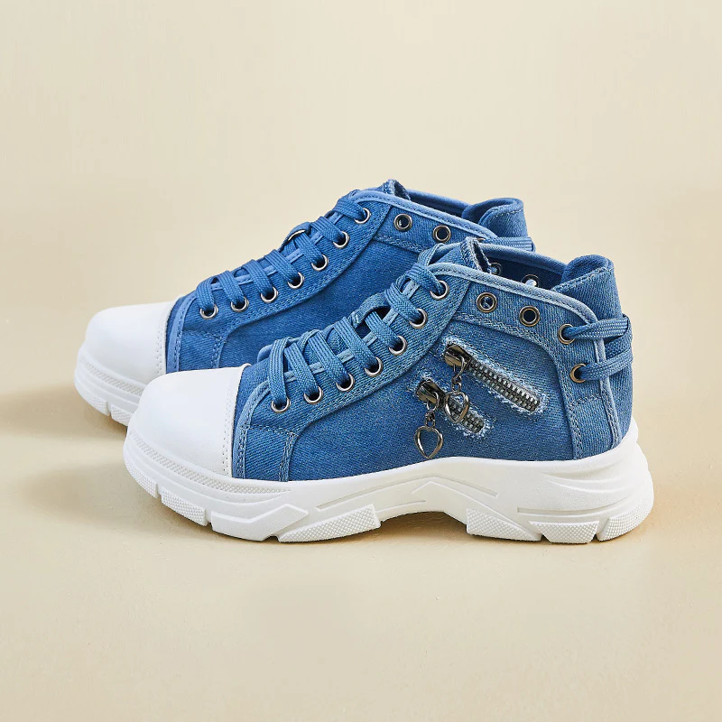 2025 ins tide Korean version of high-top canvas shoes for women's  spring new student running casual board shoes to increase the height of street shooting F01 - Deanwangkt