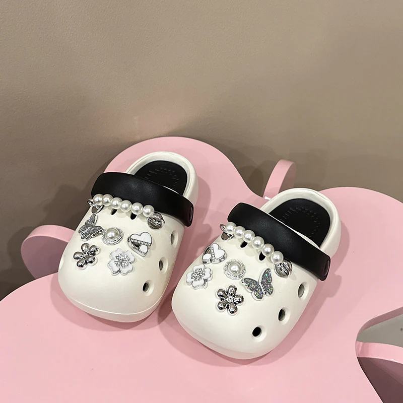 DEANWANGKT Children's Slippers Parent-Child Girls Summer New Home Soft Bottom Hole Shoes Girls Beach Slippers Boys Outdoor Wear - Deanwangkt