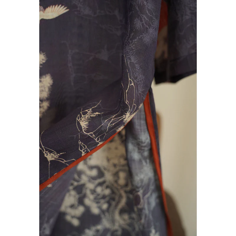 summer new season literary and retro national style single-layer dress Songhe Chaoyang loose improved cheongsam skirt women - Deanwangkt