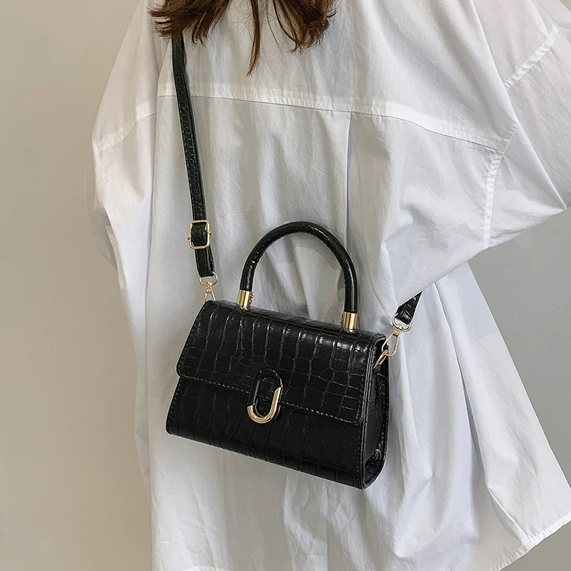Women's Bag  New Crossbody Bag Portable Small Square Bag All-Match Handbag Shoulder Bag Crocodile Pattern Kelly Bag - Deanwangkt