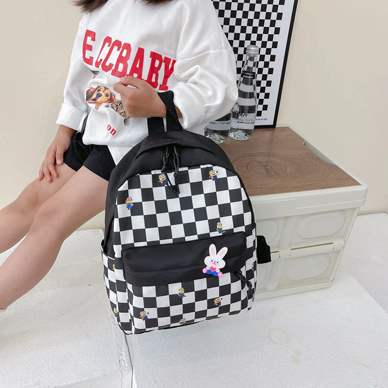 deanwangkt  New Korean Style Boys and Girls Kindergarten Backpack Personality Ins Fashion Hit Checked Backpack Advanced, Intermediate and Elementary Classes Backpack - Deanwangkt