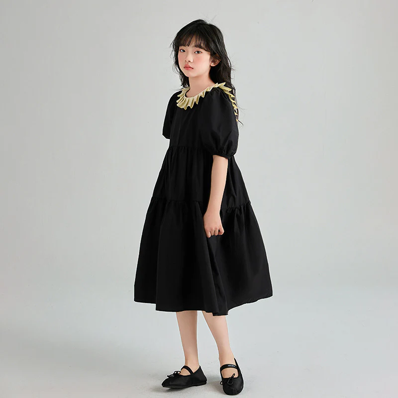Girls' Summer Dress Dress  New Children's Summer Thin Skirt Medium and Big Children's Western Style Bubble Sleeve Princess Dress - Deanwangkt