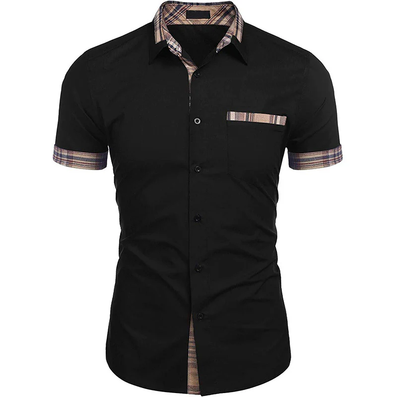 DEANWANGKT 2025 Short-sleeved shirt summer  men's business high-end shirt pure cotton plaid long-sleeved men's clothing handsome casual versatile - Deanwangkt