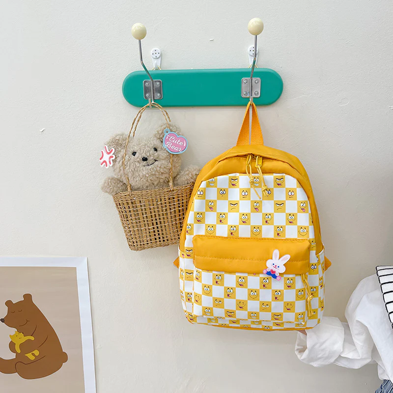 deanwangkt  New Korean Style Boys and Girls Kindergarten Backpack Personality Ins Fashion Hit Checked Backpack Advanced, Intermediate and Elementary Classes Backpack - Deanwangkt