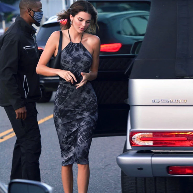 DEANWANGKT 2025 ins wind Kendou same dress  new women's clothing straps backless printing hip skirt women's wholesale - Deanwangkt