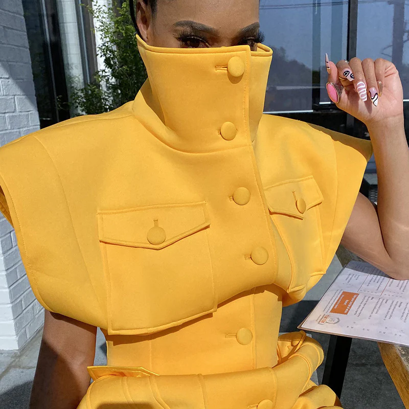 2025 DEANWANGKT  exclusive for  ins style  autumn new women's clothing stand-up collar flying sleeve design air cotton thick dress - Deanwangkt