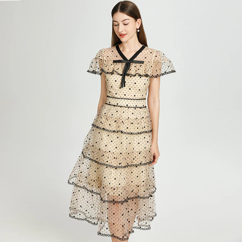 celebrity high-end dress women's summer new design sense niche waist thin cake long skirt tide - Deanwangkt