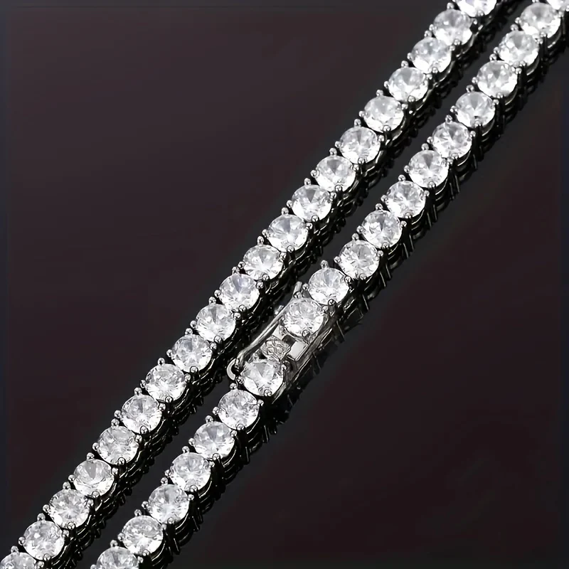 1pc S925 Sterling Silver with 0.1CT-1CT Moissanite Tennis Necklace Co-ed Necklace | Gifts for Him | Gifts for Her | Birthday | Wedding Gifts | Anniversary Gifts | Engagement Gifts | Graduation Gifts | Street Hip Hop Style - Deanwangkt