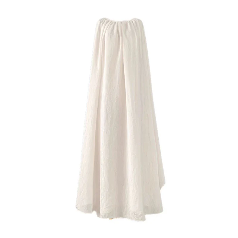 Cool Zen style round neck new Chinese style white dress children's spring loose lazy style temperament morning robe - Deanwangkt