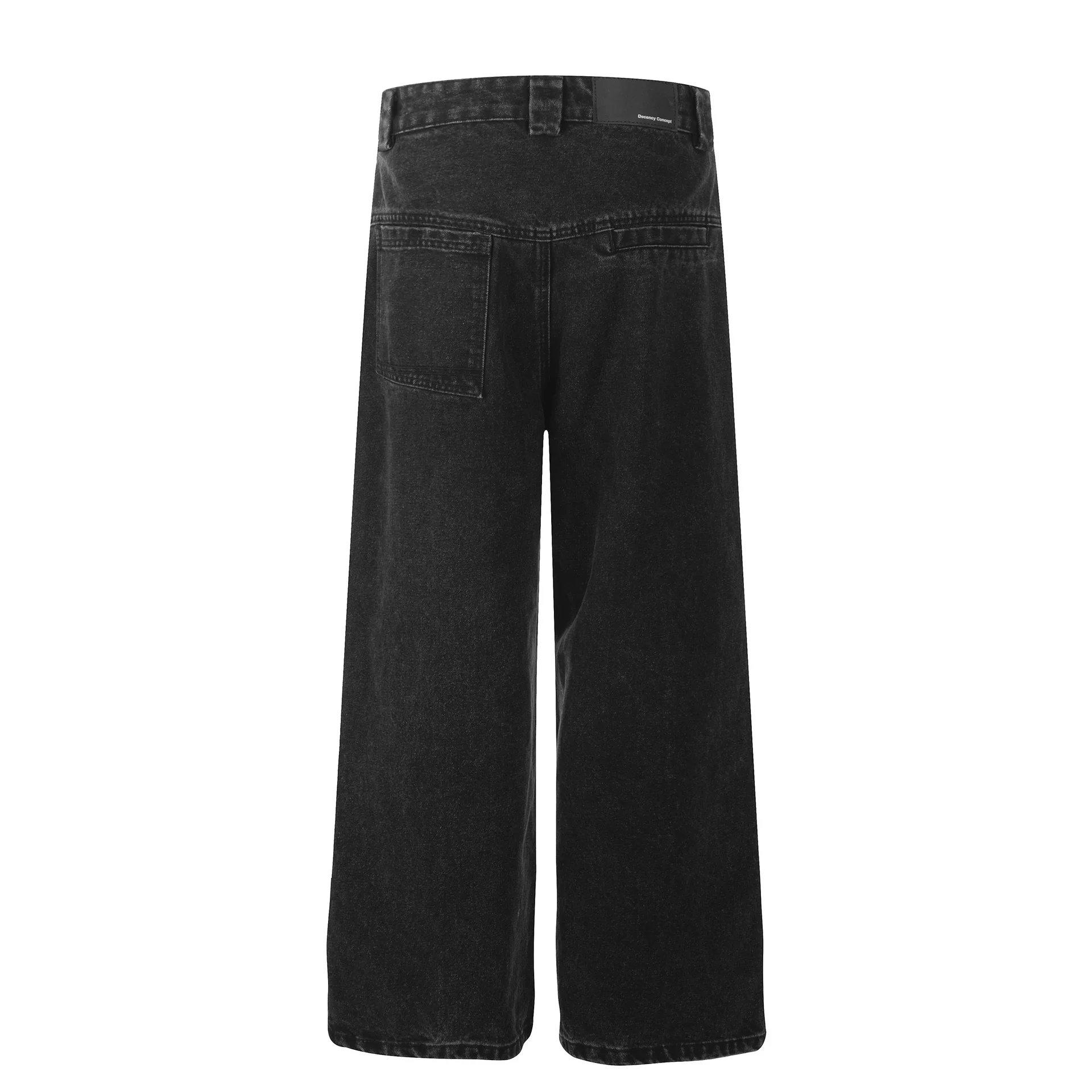 G6633 2025n retro popular trendy neutral water wash black design high-end men's loose cross-legged jeans - Deanwangkt