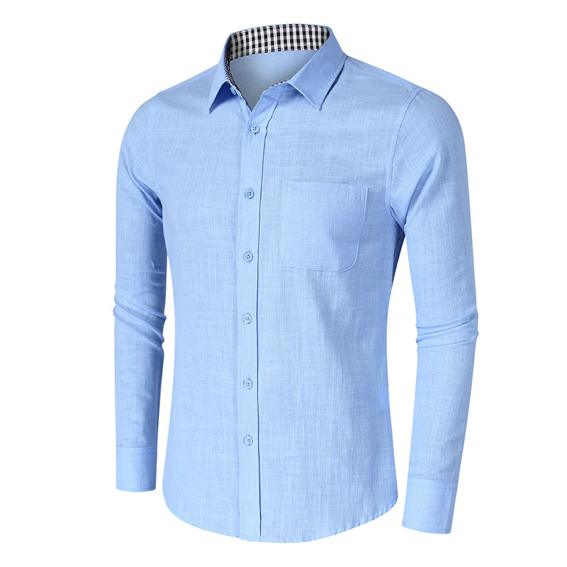 DEANWANGKT 2025 men's linen shirt men's autumn and winter long-sleeved shirt Popular trade large size men's jacket shirt wholesale - Deanwangkt