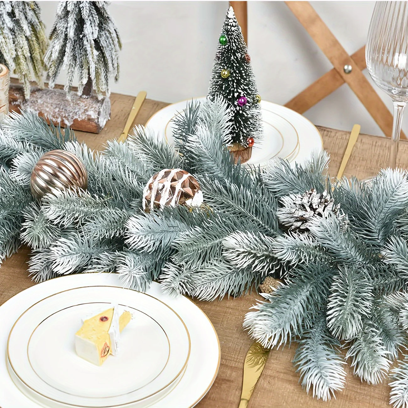 Vintage Style 74.8inch Artificial Pine Christmas Swag - Plastic Faux Fir Garland with Flowers Theme - No Power Needed, Feather-Free - Perfect for Holiday Decorations, Christmas, Halloween, Hanukkah - Deanwangkt