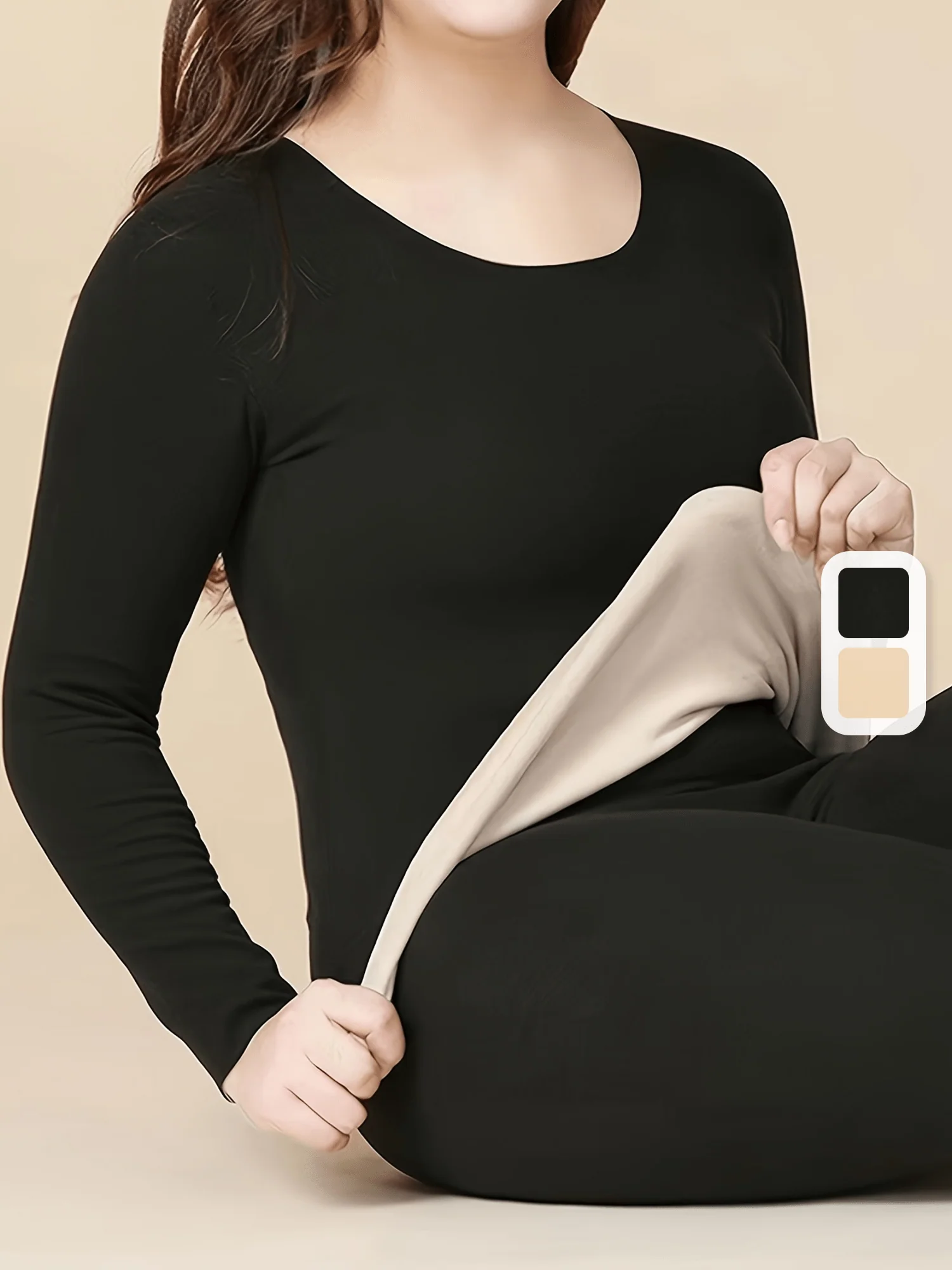 2-Piece Plus Size Simple Thermal Underwear Set - Women's Thermal Base Layer Top & Pants for Cold Weather - Soft, Breathable, and Moisture-Wicking for Ultimate Comfort - Deanwangkt