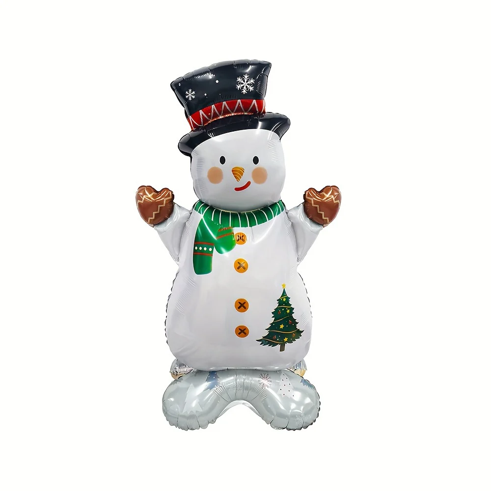 1pc Standing Snowman Aluminum Foil Balloon, Festive Christmas Party Decor, Holiday Themed Birthday Decoration, No Power Required, Mixed Colors - Deanwangkt