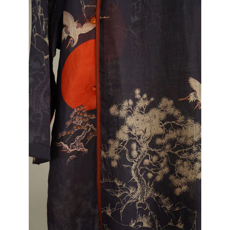 summer new season literary and retro national style single-layer dress Songhe Chaoyang loose improved cheongsam skirt women - Deanwangkt