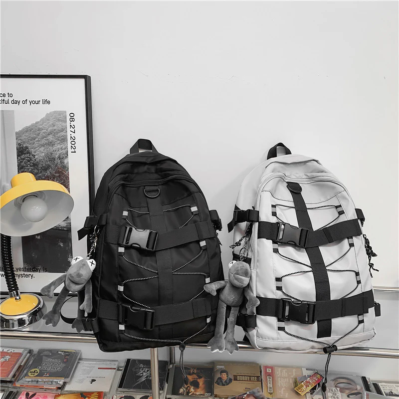 deanwangkt  New Trendy Brand Backpack Men and Women Trendy Cool Backpack Casual Junior High School College Students Schoolbag Personality Skate Bag - Deanwangkt