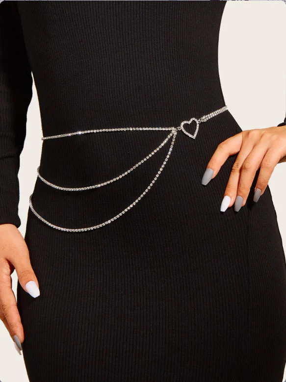 2025  2213 Hot-selling sexy rhinestone inlaid diamond chain fashion love accessories three-layer single-row diamond chain waist chain body chain - Deanwangkt