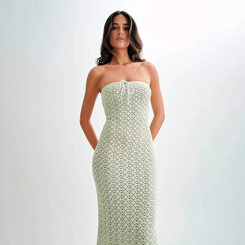 DEANWANGKT 2025New product in !!  beach skirt women's solid color sexy knitted beach bikini swimsuit blouse sunscreen clothing - Deanwangkt