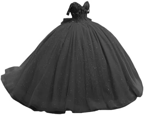2025Beaded off-the-shoulder shoulder bar mitzvah dress bow shiny tulle ball mesh colored yarn dress skirt - Deanwangkt