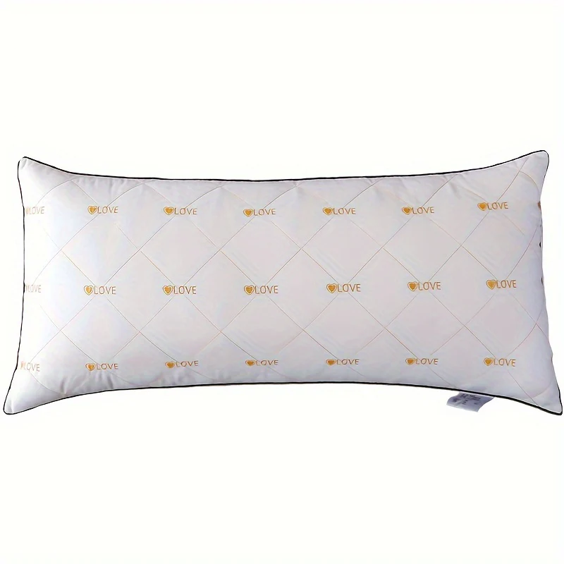 1pc Luxury Soft Embroidered Love Heart Long Pillow - Comfortable Sleep Support For Bedroom, Hotel Use - Breathable Skin-Friendly Body Pillow For Back, Abdominal, Side Sleepers - Ideal For Couples, Maternity, Reading - Deanwangkt